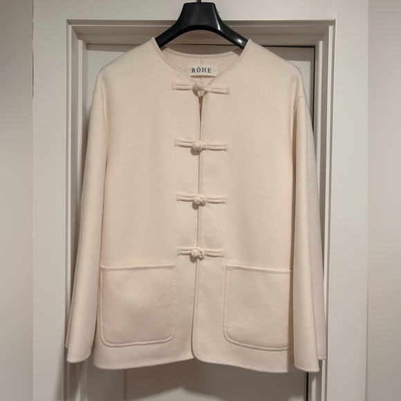 Róhe Jackets & Blazers - Rohe- Cream Knot-Front Jacket- Double Wool and Cashmere! NWT!